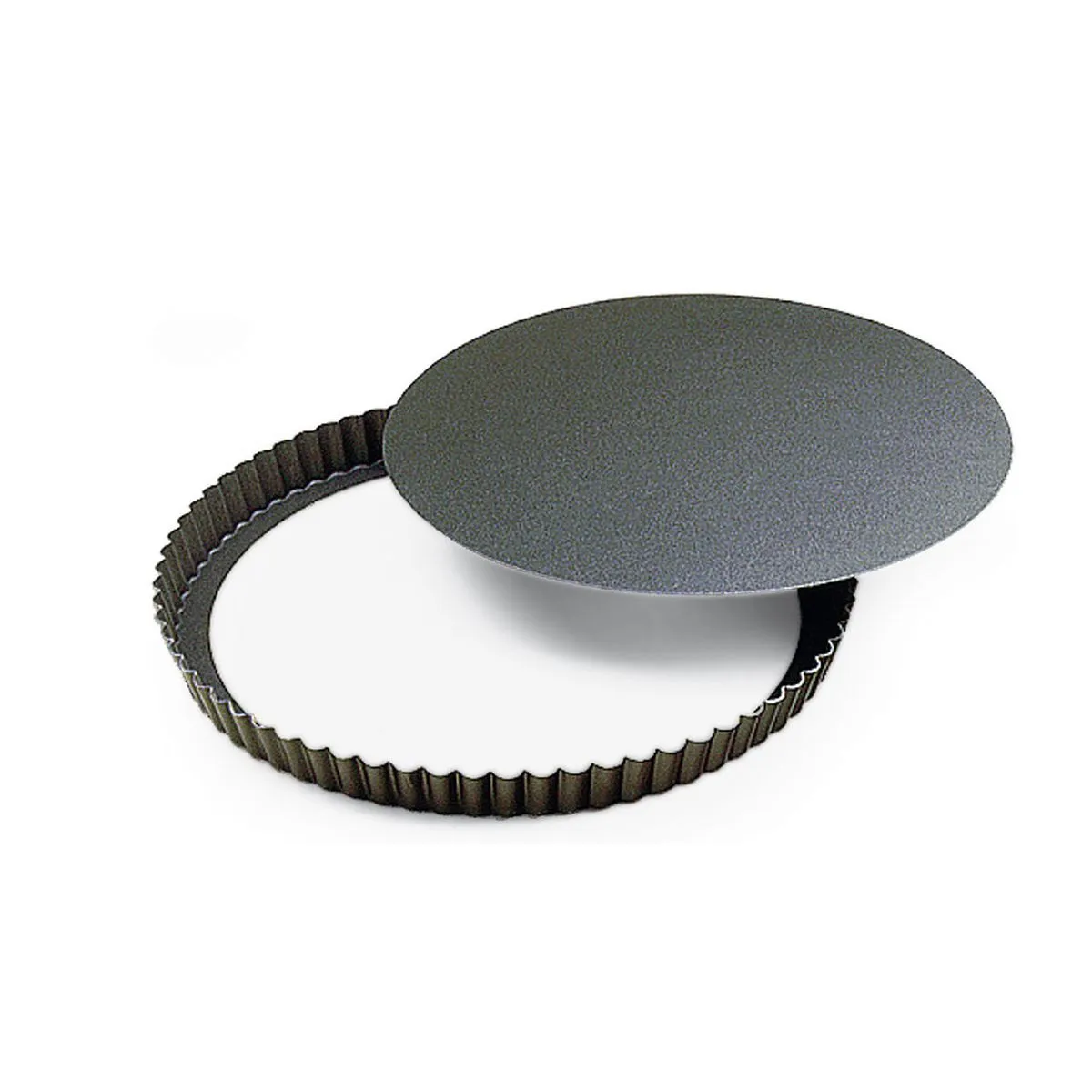 Hoge Geribbelde Ronde Antikleef Taartvorm met Uitneembare Bodem - ⌀ 240 mm