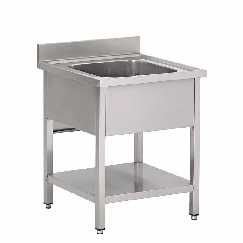 Plonge en Inox Avec Étagère Basse 1 Bac - L 700 x P 700 mm - Reconditionnée
