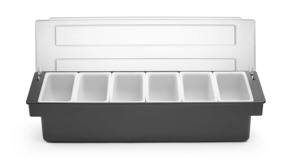 Ingrediëntenbox - 6 vakken in zwart ABS