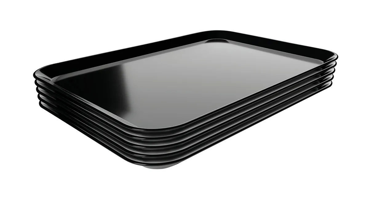 Plat de Présentation Mélamine Noir - L 240 x P 350 x H 17 mm - Lot de 5