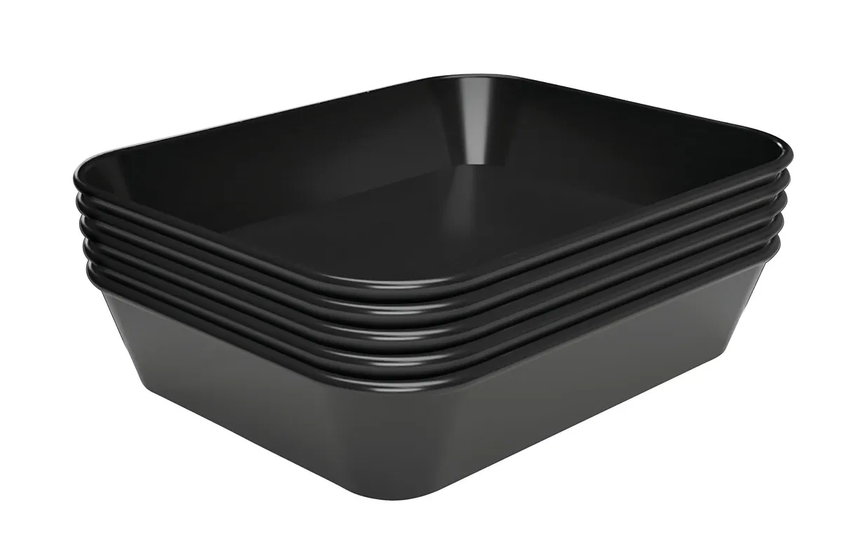 Zwarte Melamine Presentatieschaal - L 150 x D 190 x H 40 mm - Set van 5