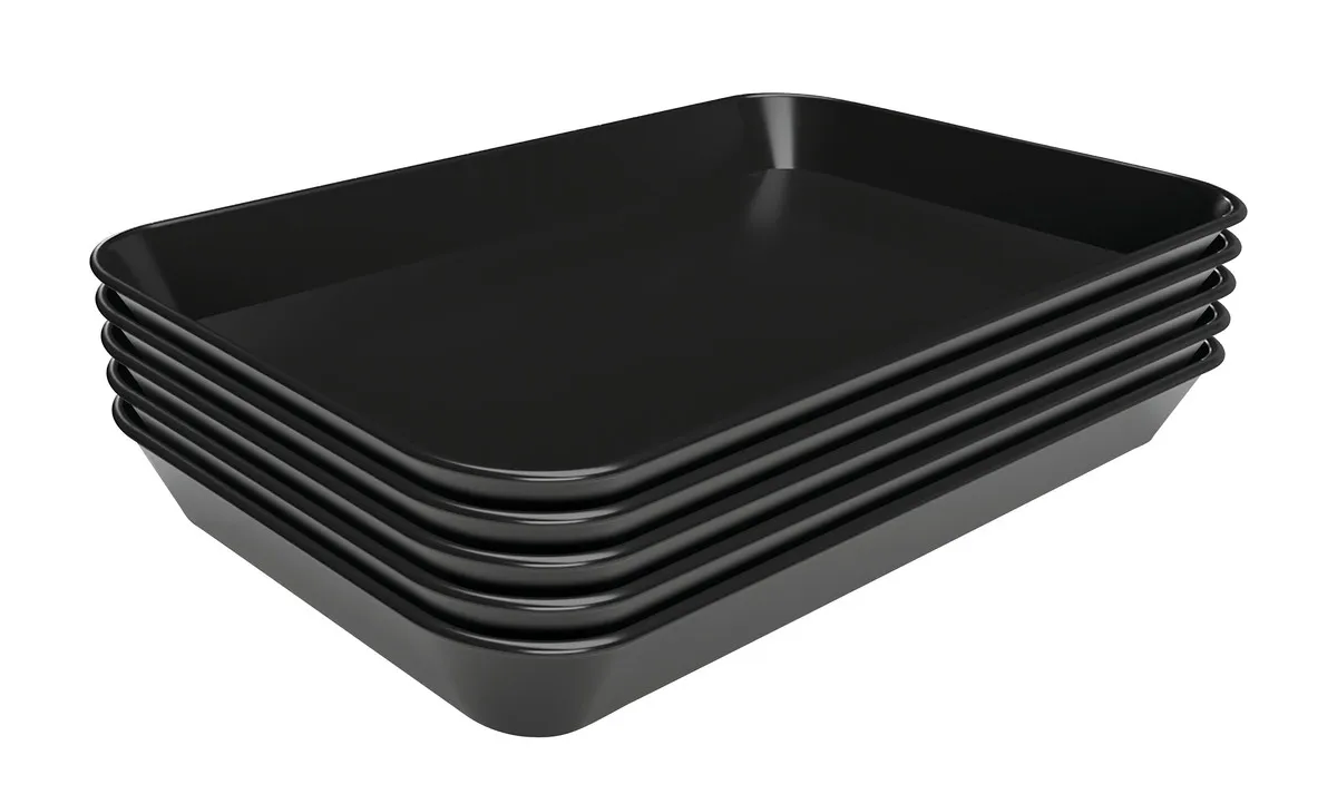 Zwarte Melamine Presentatieschaal - L 250 x D 350 x H 40 mm - Set van 5