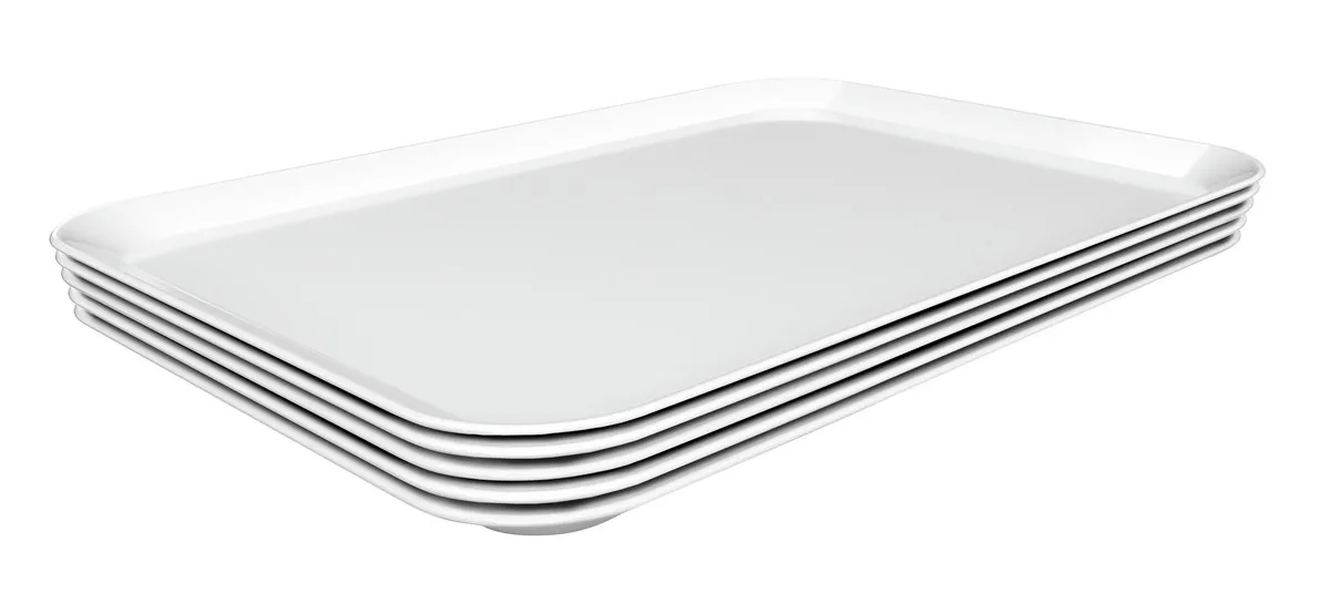 Plat de Présentation Mélamine Blanc - L 280 x P 420 x H 17 mm - Lot de 5