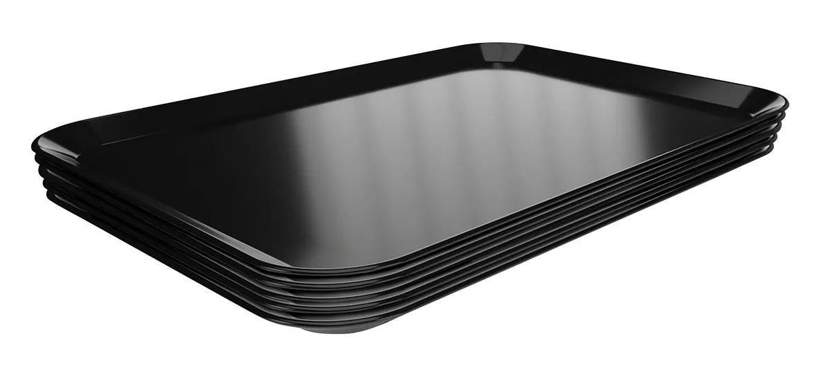 Plat de Présentation Mélamine Noir - L 280 x P 420 x H 17 mm - Lot de 5