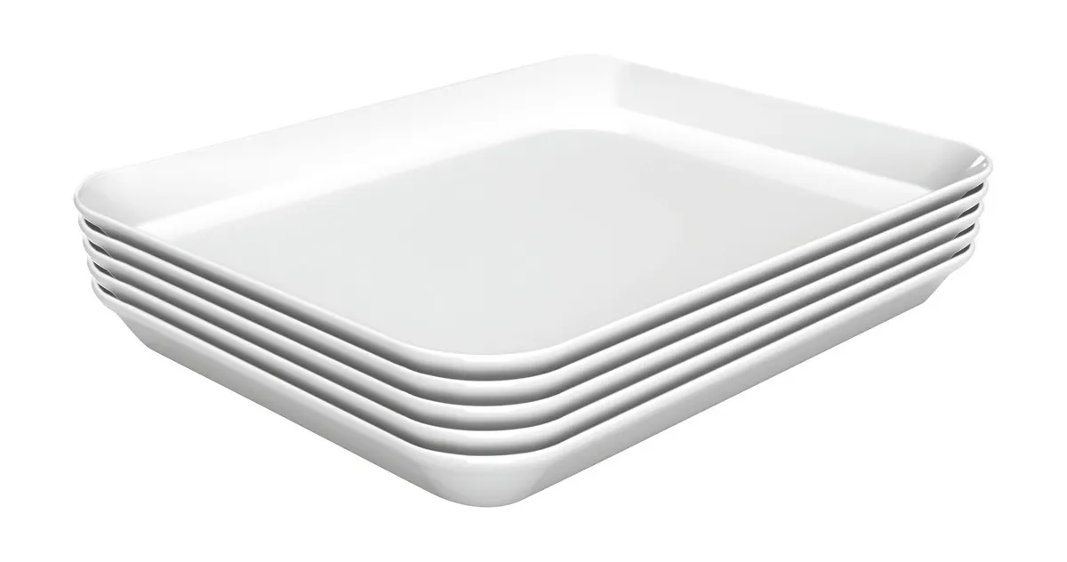 Plat de Présentation Mélamine Blanc - L 150 x P 190 x H 17 mm - Lot de 5