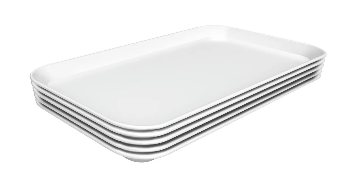 Plat de Présentation Mélamine Blanc - L 190 x P 300 x H 17 mm - Lot de 5