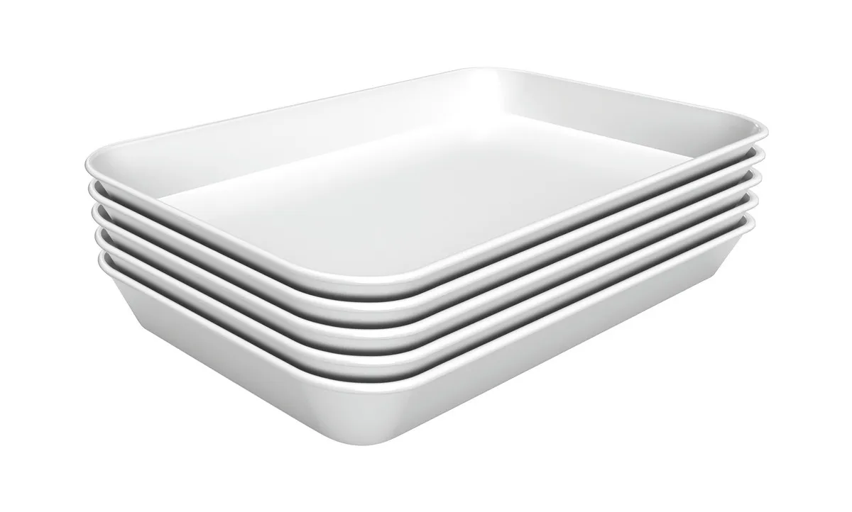 Plat de Présentation Mélamine Blanc - L 250 x P 350 x H 40 mm - Lot de 5