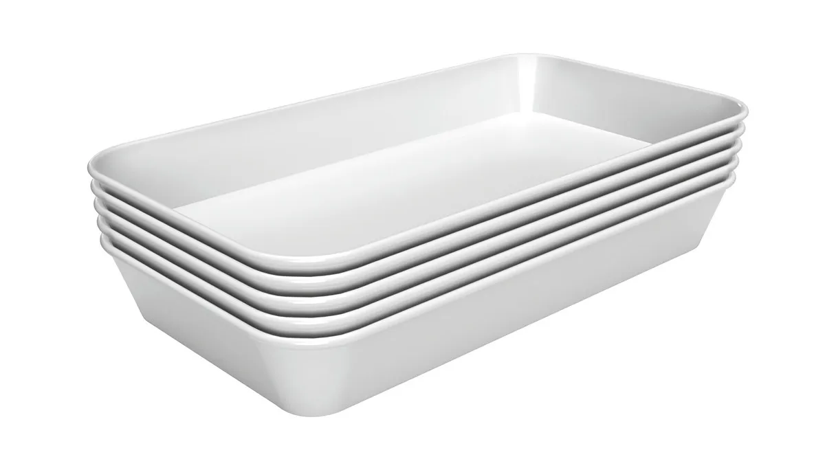 Plat de Présentation Mélamine Blanc - L 160 x P 290 x H 17 mm - Lot de 5
