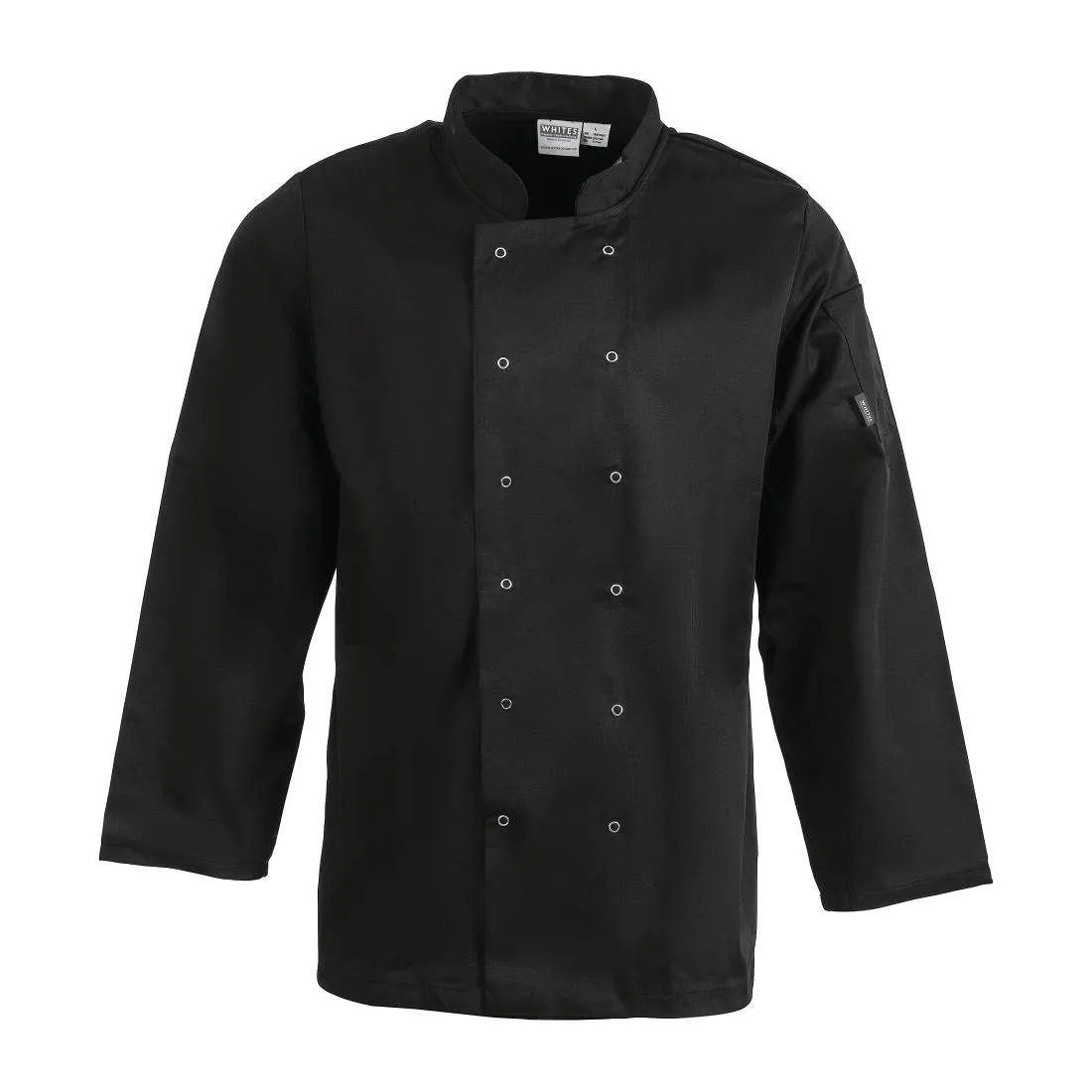 Schwarze Unisex-Kochjacke mit langen Ärmeln Vegas - Größe XS