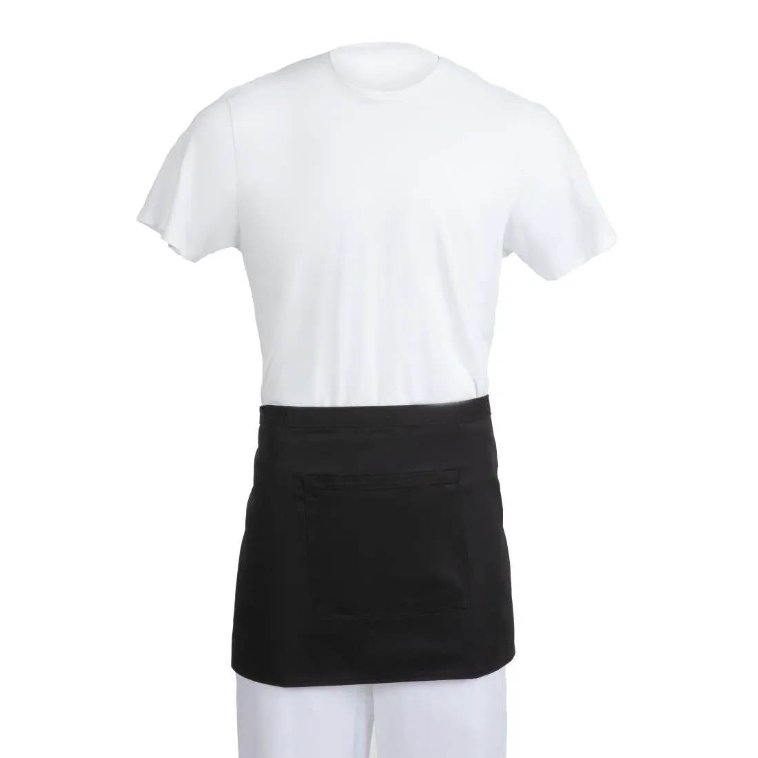 Schwarze kurze Kellnerschürze aus Polycotton - 373 x 750 mm