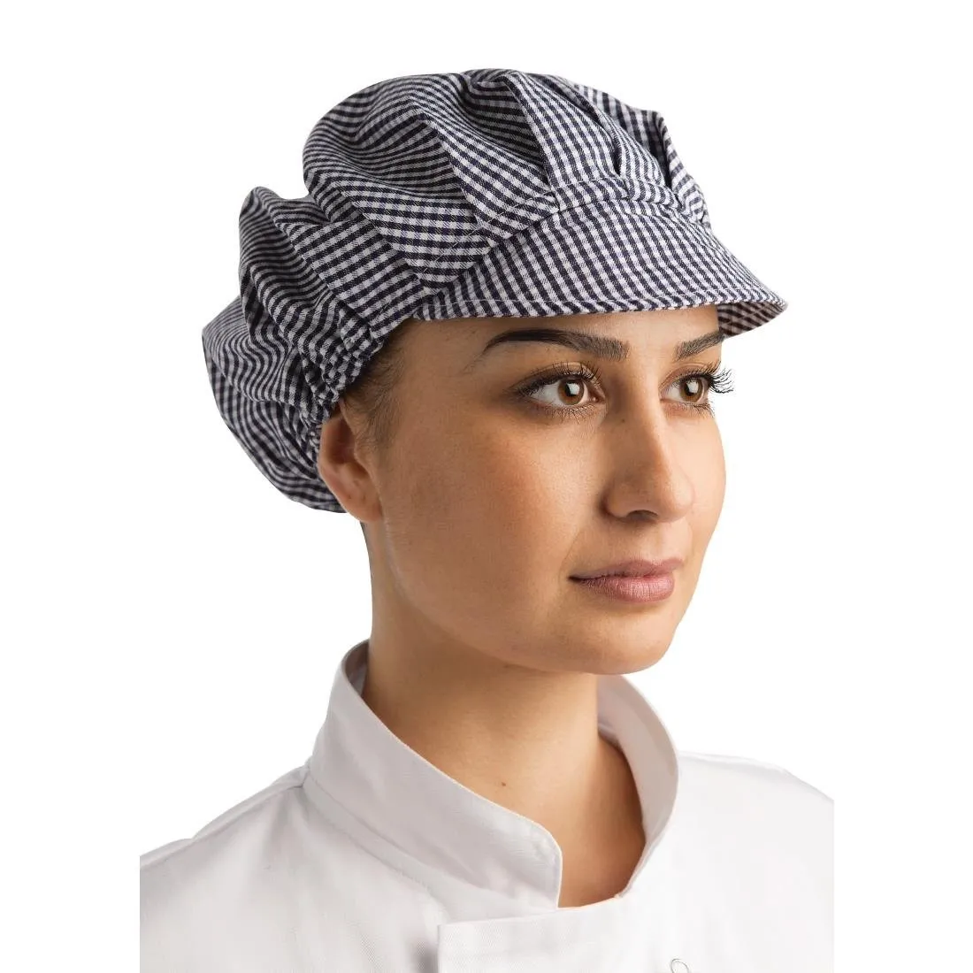 Charlotte à Visière à Carreaux Bleus et Blancs en Polycoton - Taille Unique