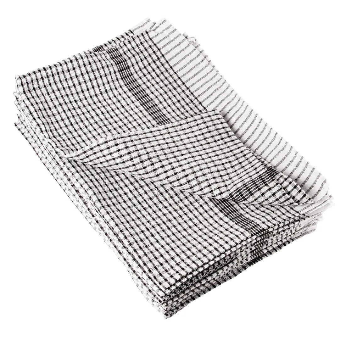 Zwarte keukendoek van polycotton - Set van 10