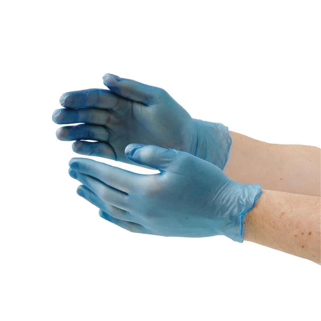 Lebensmittelsichere Vinylhandschuhe, unsteril, blau, Größe S - Packung mit 100