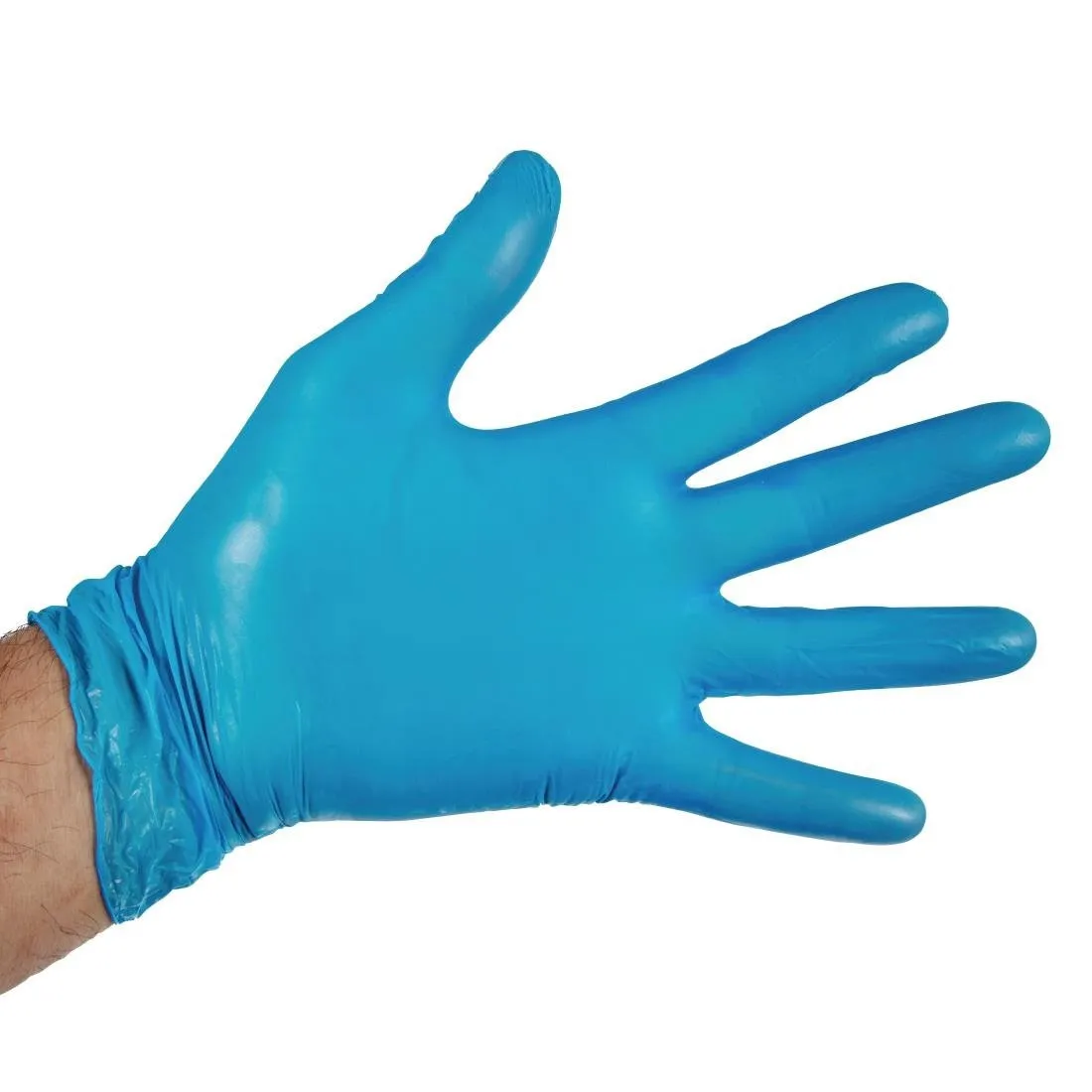 Lebensmittelsichere Vinylhandschuhe, unsteril, blau, Größe XL - Packung mit 100