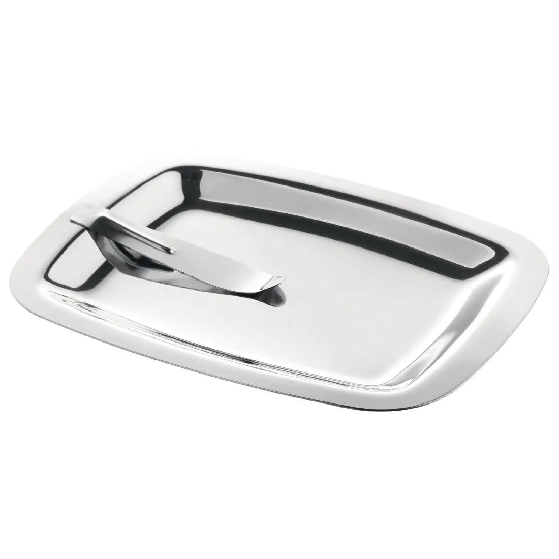 RVS serveerblad met clip - 150 x 120 mm