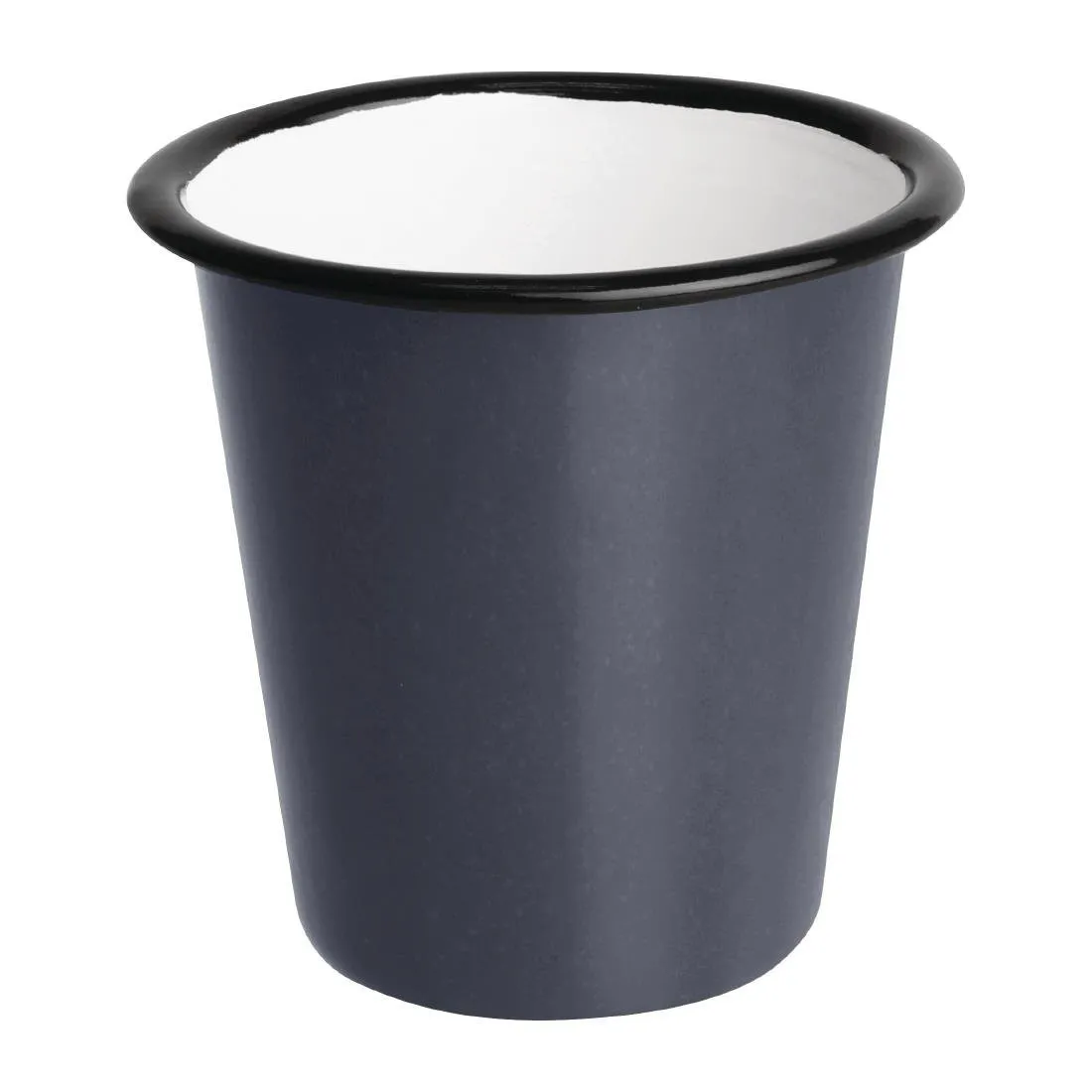 Bekers van geëmailleerd staal grijs en zwart 310 ml - Set van 6