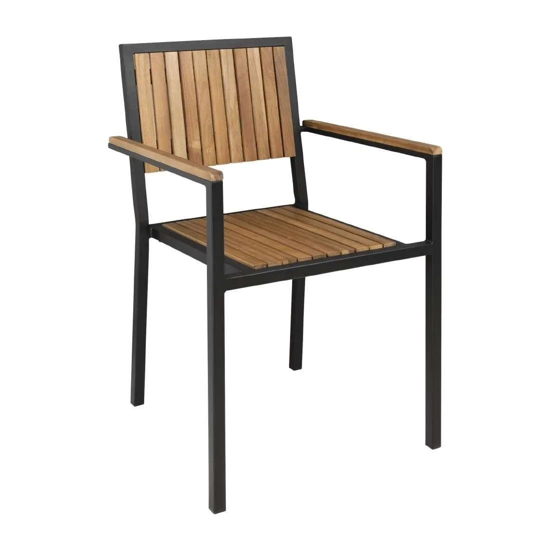 Fauteuils En Acier Et Acacia - Lot De 4