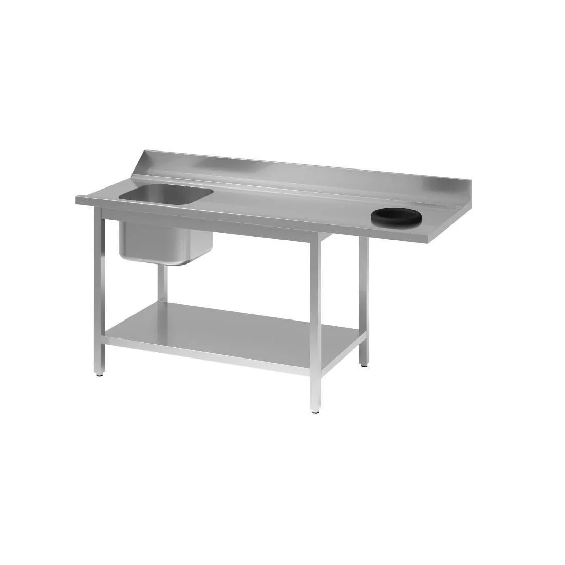 Table D'Entrée Lave-Vaisselle en Inox Avec Bac À Gauche Tvo Dosseret Et Tablette Inférieure - L 1400 x P 700mm