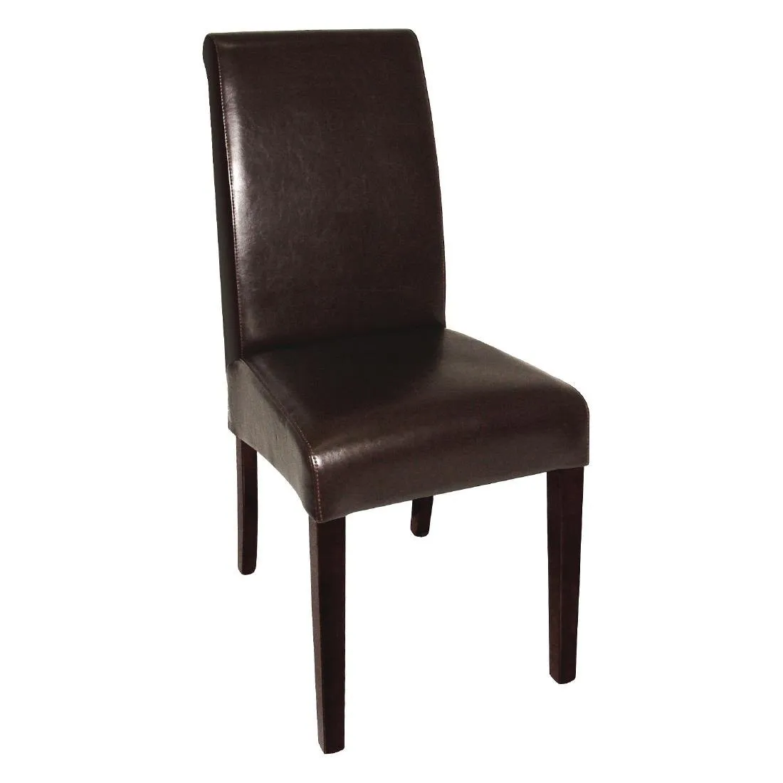 Stoelen van zwart kunstleer met gebogen rugleuning