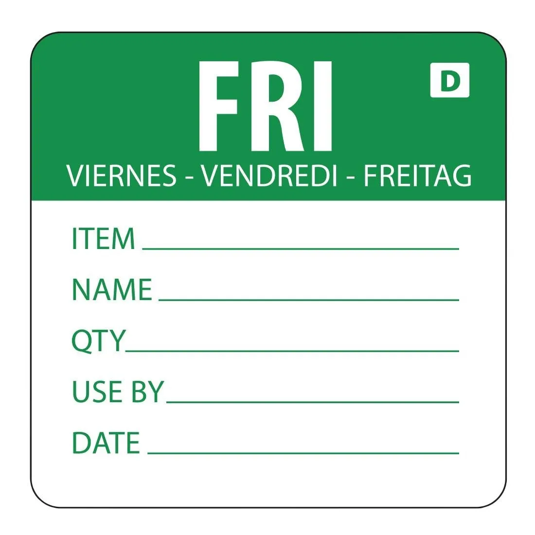 Etiquettes Solubles Jour De La Semaine "Vendredi"  - Rouleau de 250