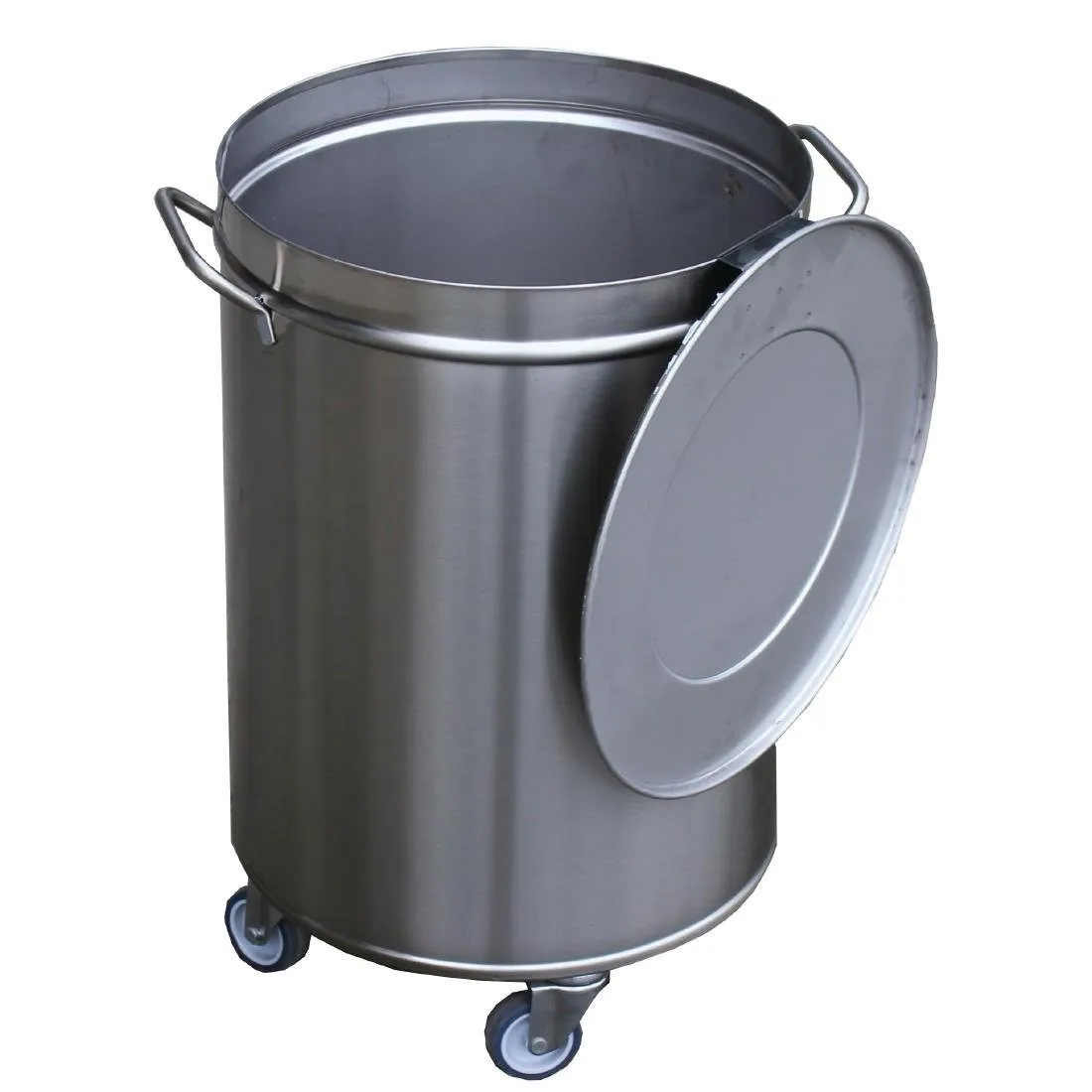 Poubelle en Inox avec Roues et Couvercle- 50L