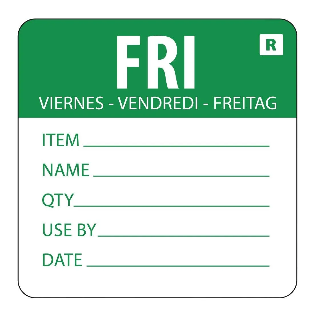 Verwijderbaar label "Vrijdag"