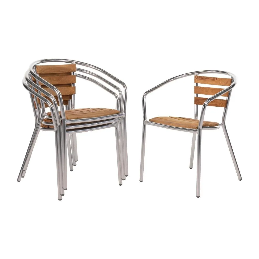 Stoelen Hout en Aluminium - Set van 4