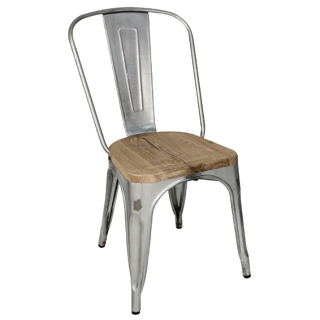 Stalen stoelen met houten zitting - Set van 4