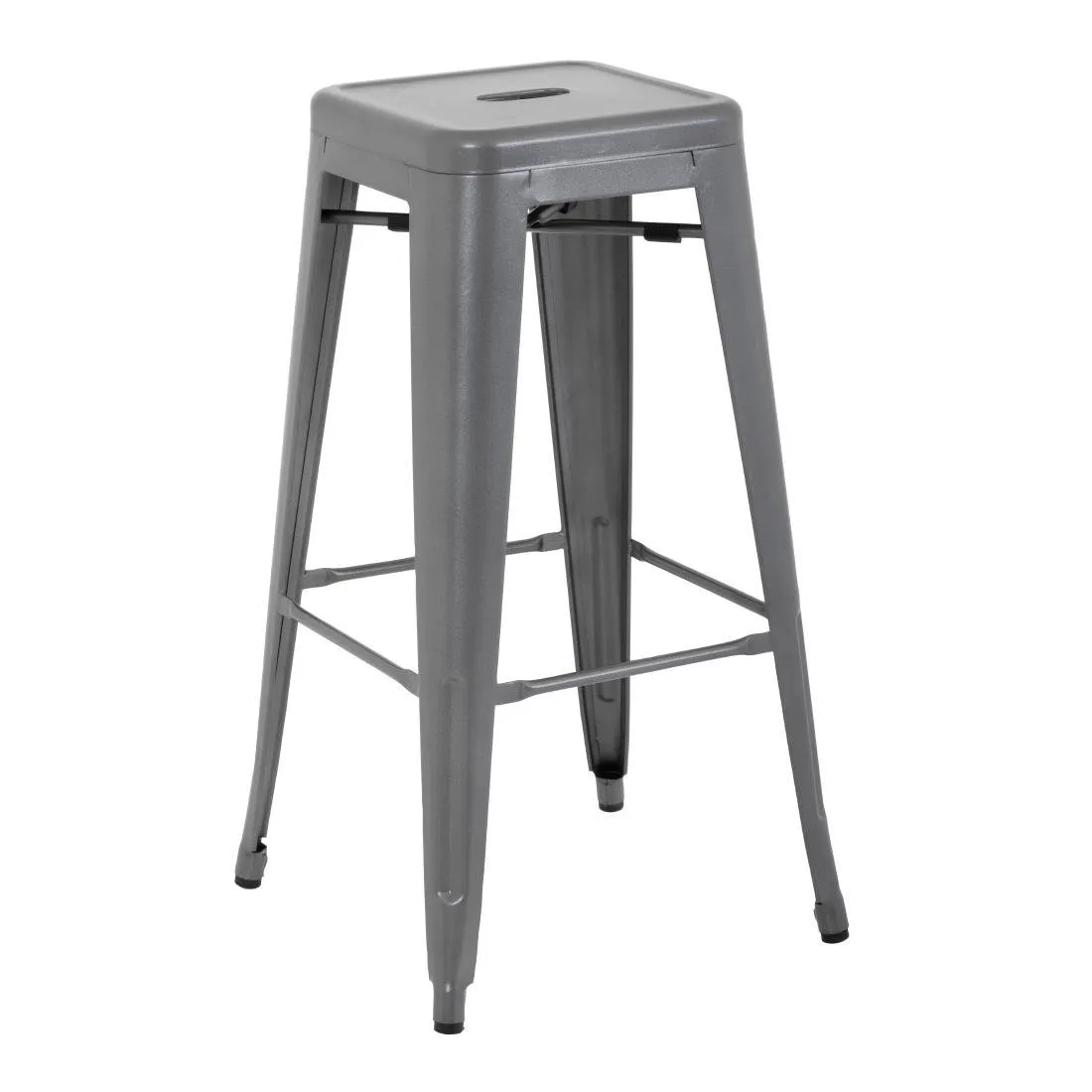 Tabourets Hauts en Acier Galvanisé Gris Métalisé - Lot de 4