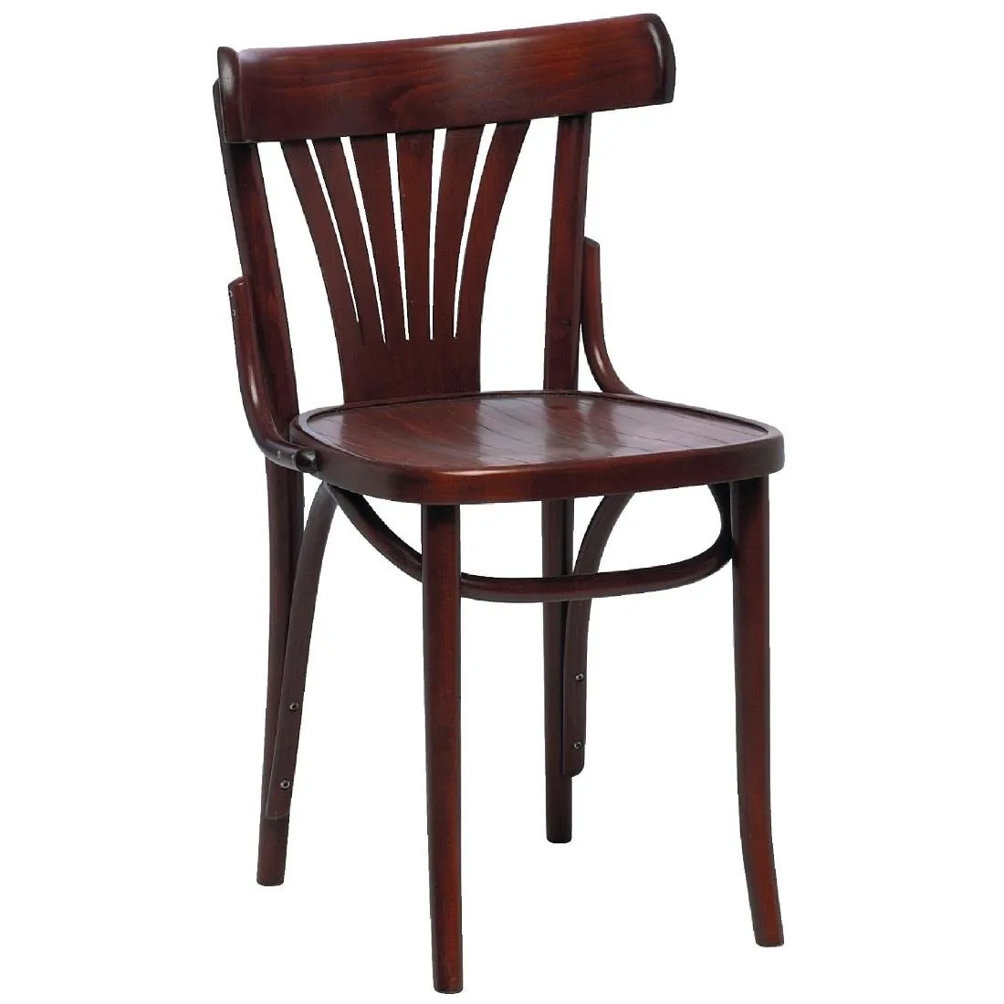 Bistrostoelen met waaiervormige rugleuning van gebogen notenhout - Set van 2