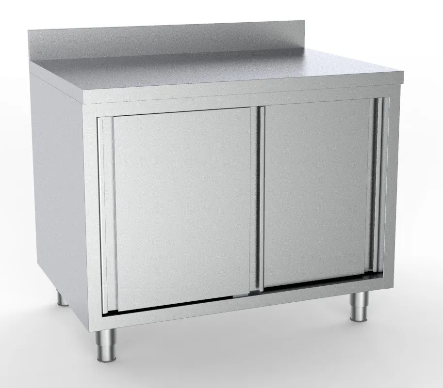 Meuble Inox Bas à 2 Portes avec Dosseret - L 1600 x P 700 mm