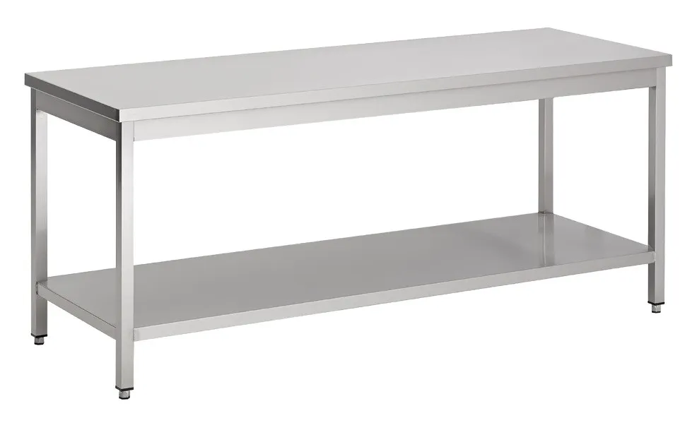 Edelstahltisch mit Regal - L 1400 x T 700 mm