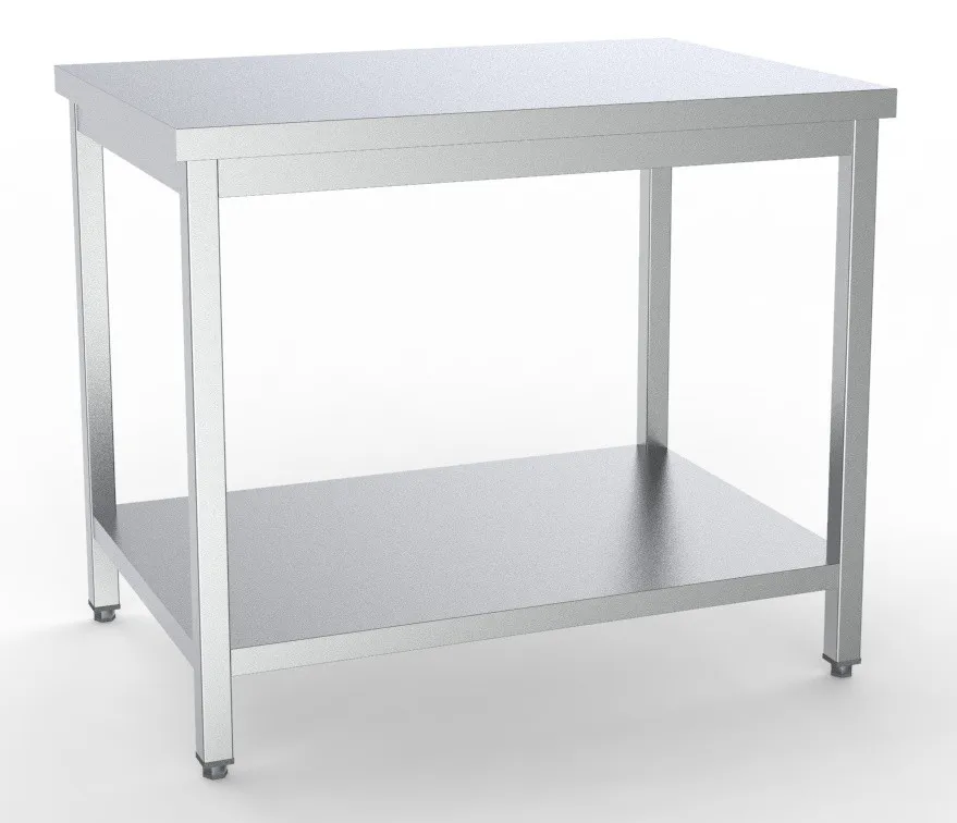 Edelstahltisch mit Regal - L 800 x T 700 mm