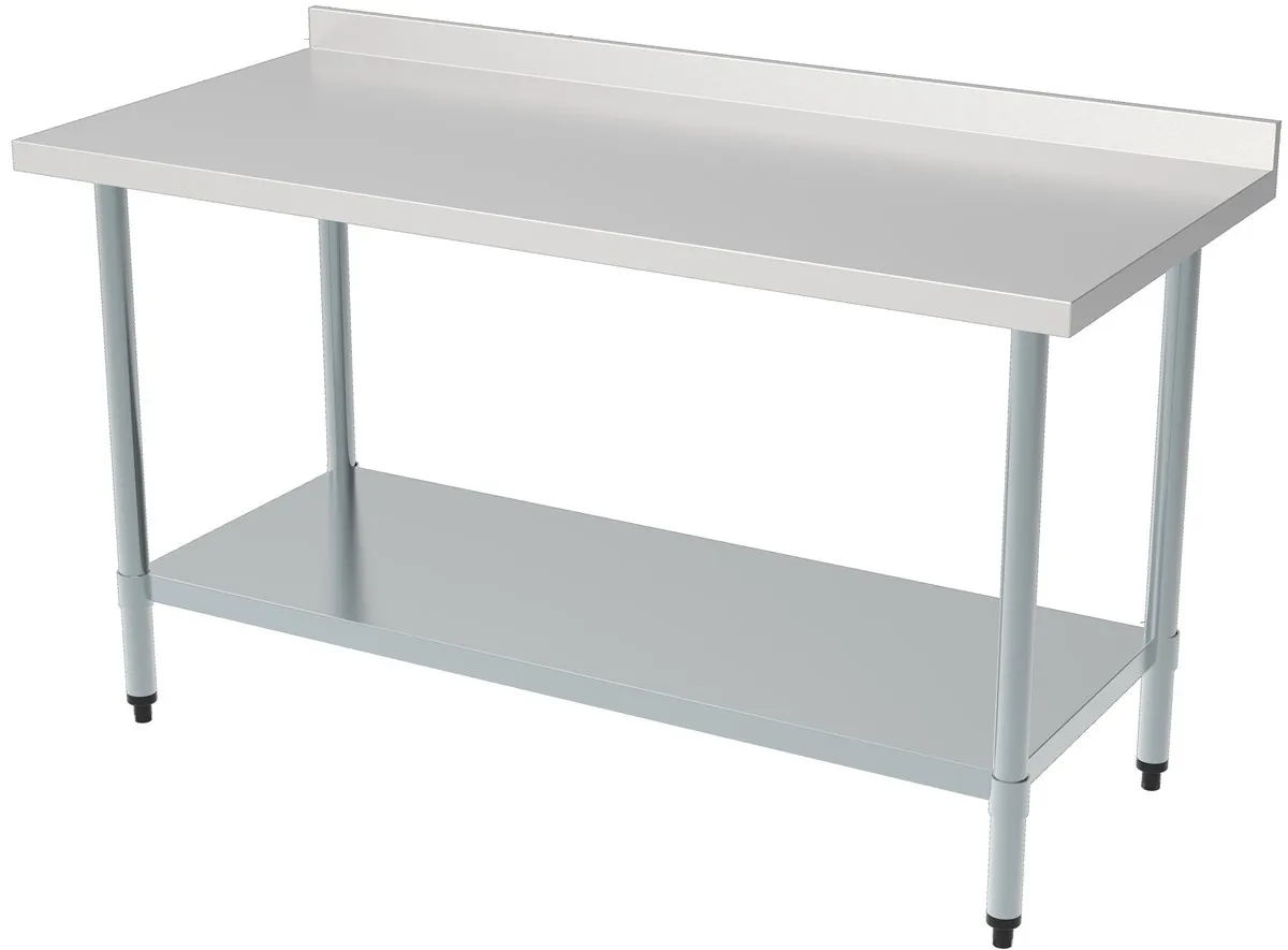 Table Inox avec Dosseret et Etagère - L 1200 x P 700 mm