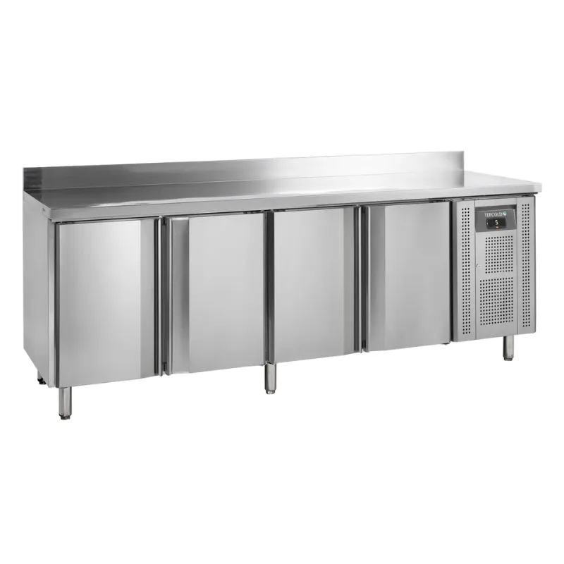 Table Réfrigérée avec Dosseret en Inox - 4 Portes - GN 1/1