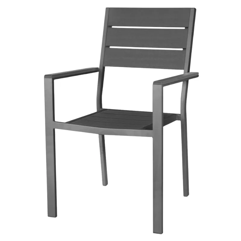 Fauteuils à Lattes Valletta en Gris - Lot de 4
