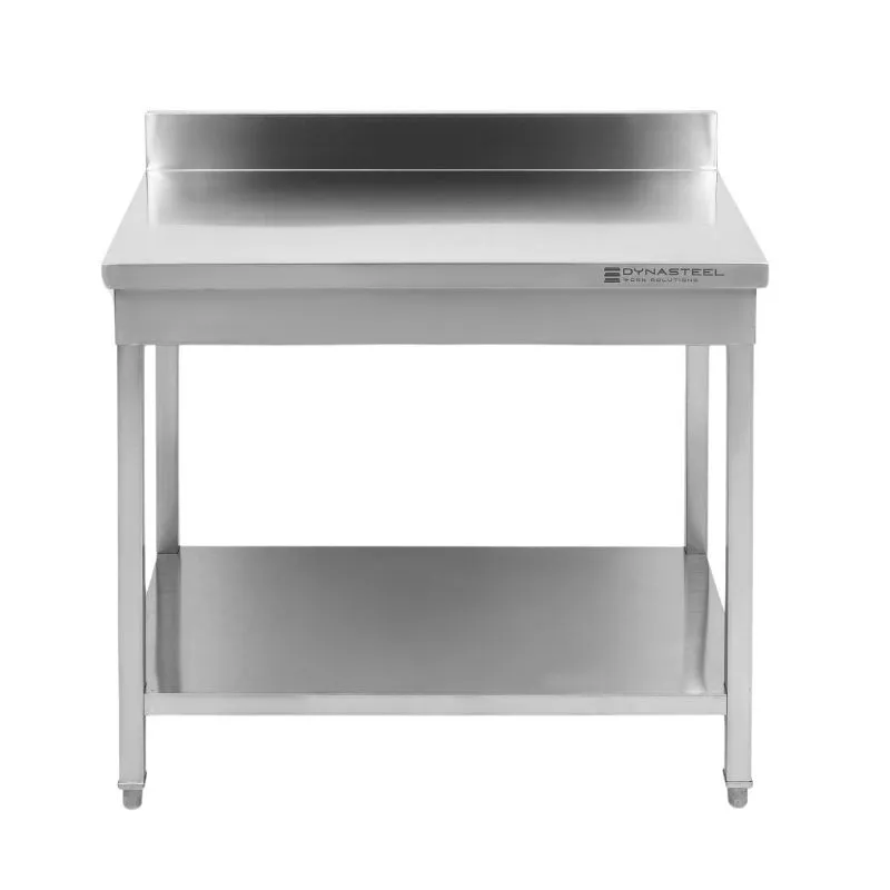 Table Inox Professionnelle 600 x 700 x 950 mm avec Dosseret et Étagère Basse, Inox AISI 201