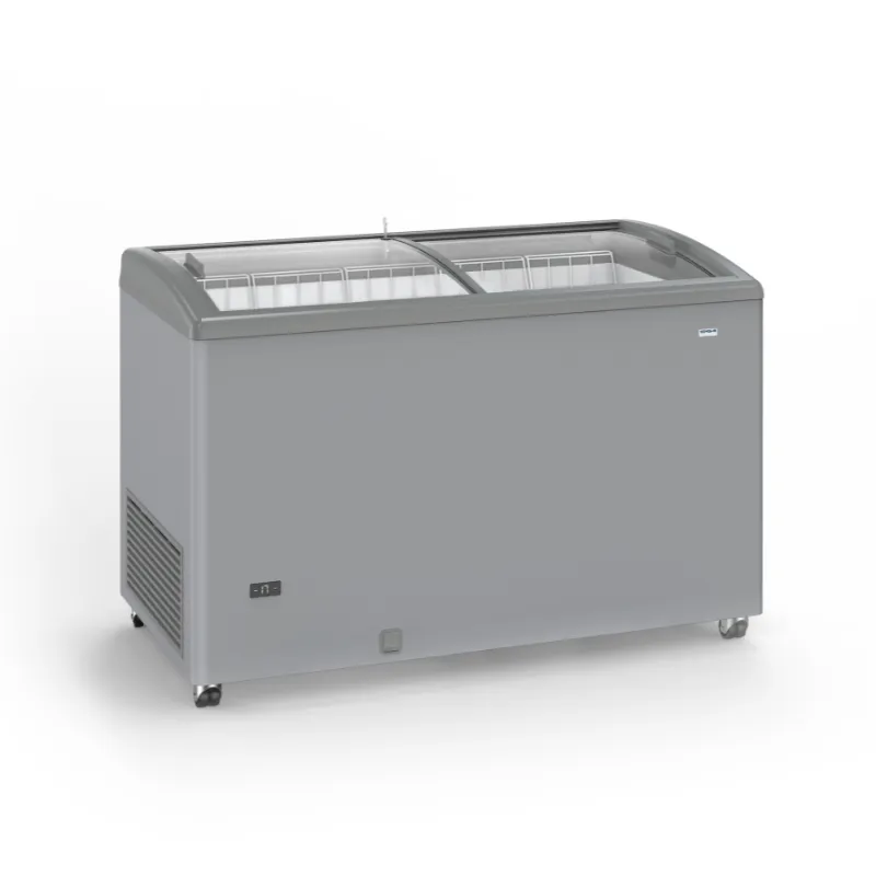 Congélateur Aspect Inox à Portes Coulissantes Vitrées - 400 L
