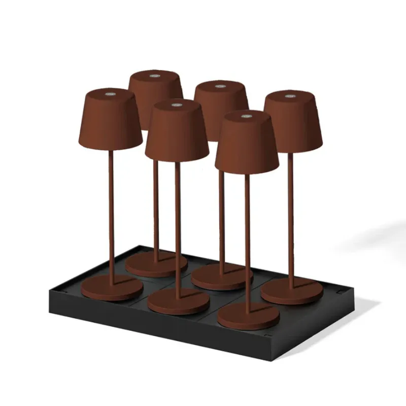 Kelly Vintage LED Touch Tafellamp met Oplaadplateau - Set van 6