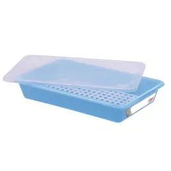 HACCP Platte Bak met Deksel en Rooster - 5 L - Blauw