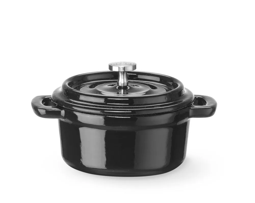 Runder emaillierter Gusseisentopf Schwarz - 0,27 L