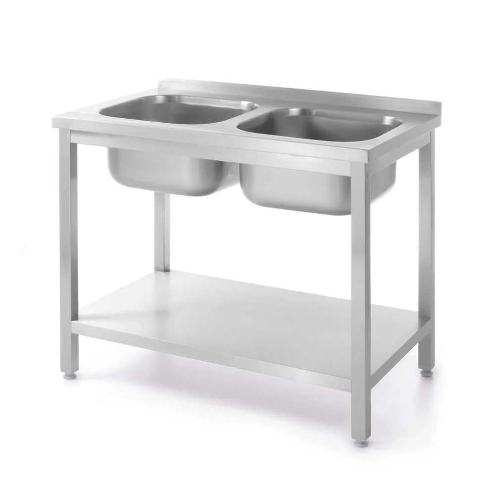 Taucht 2 Bacs Kitchen Line mit Regal - T 600 x B 1000 mm