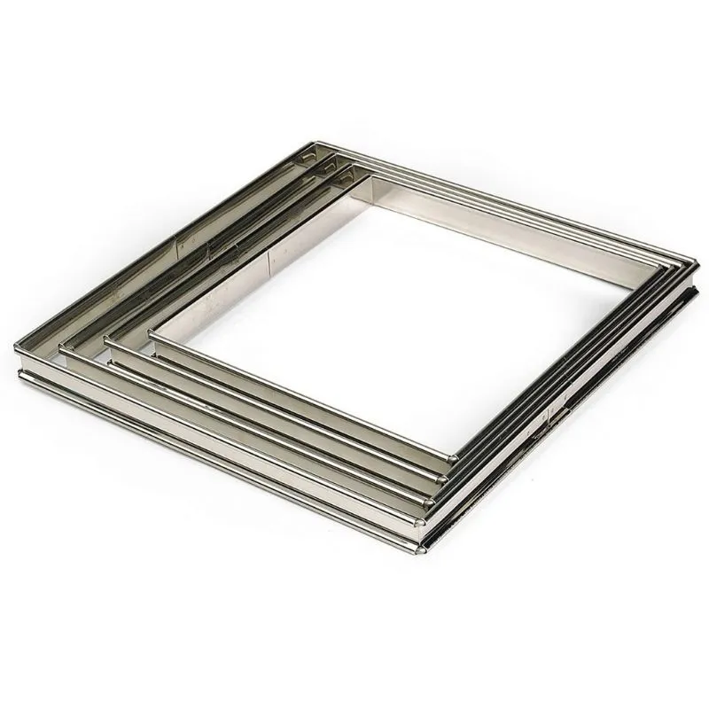 Kuchenflan in Edelstahlquadratform - 200 x 200 mm