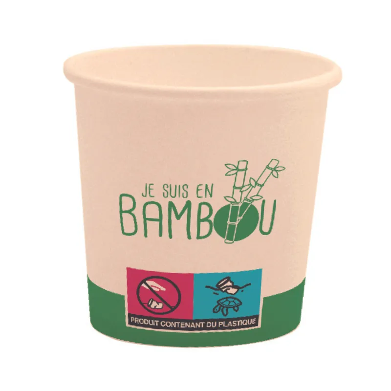 Biologische beker "Ik ben van bamboe" - 10 cl - Set van 50