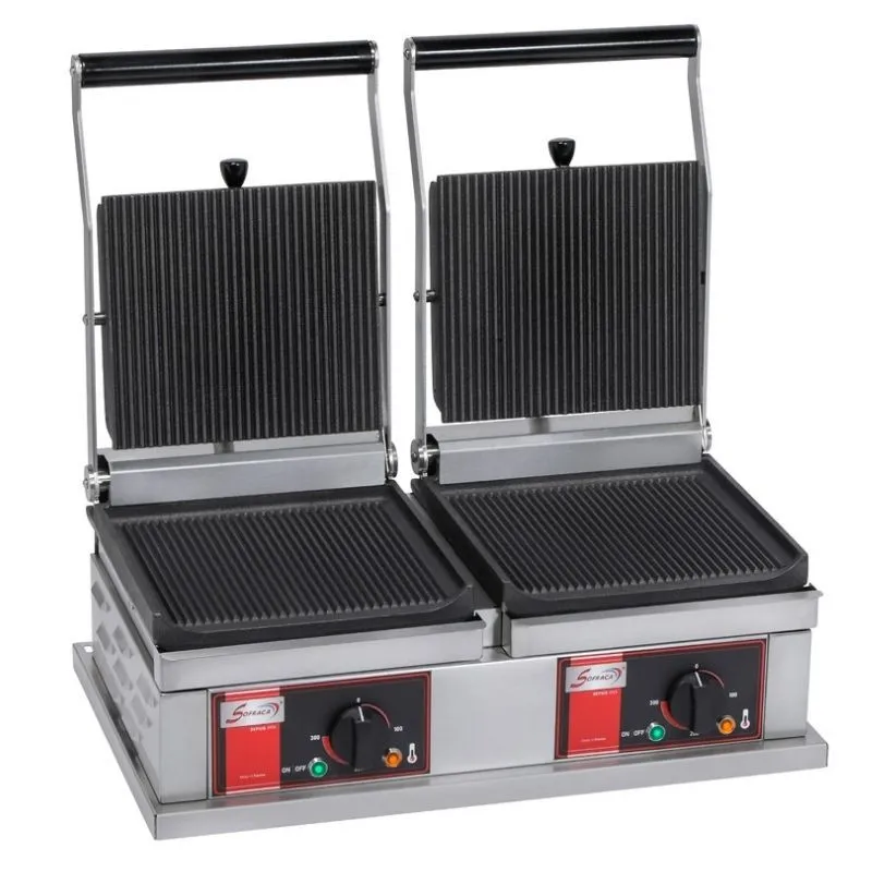 Grill Panini Double - 4 Plaques Rainurées
