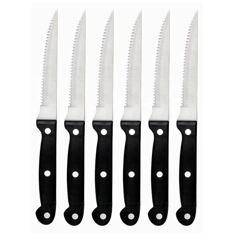Couteau De Cuisine - Lame Crantée - Lot De 6
