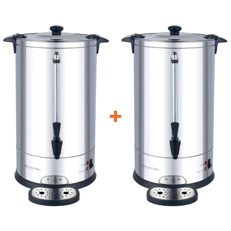 Set van 2 Professionele Koffiepercolators 14 L 100 Kopjes 1650 W RVS, Permanent Filter
