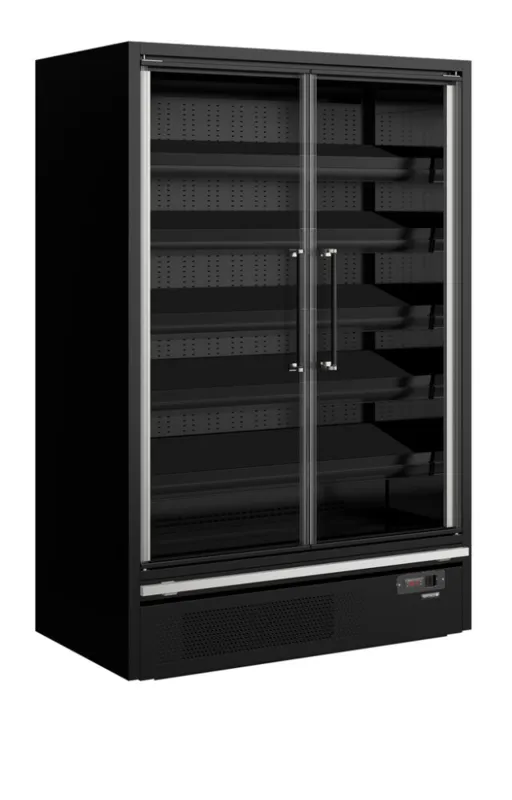 Vitrine Réfrigérée de Supermarché Noir - 2 Portes Vitrées - 629 L