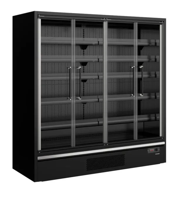Vitrine Réfrigérée de Supermarché Noir - 4 Portes Vitrées - 943 L