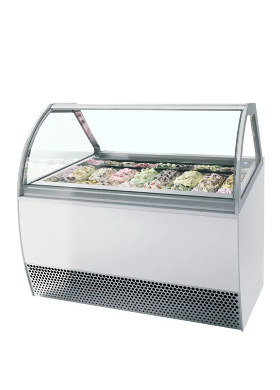 Vitrine à Glace Ventilé avec Façade Bombée - 16 x 5 L